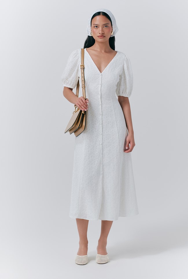 Selina Embroidered Cotton Midi Dress