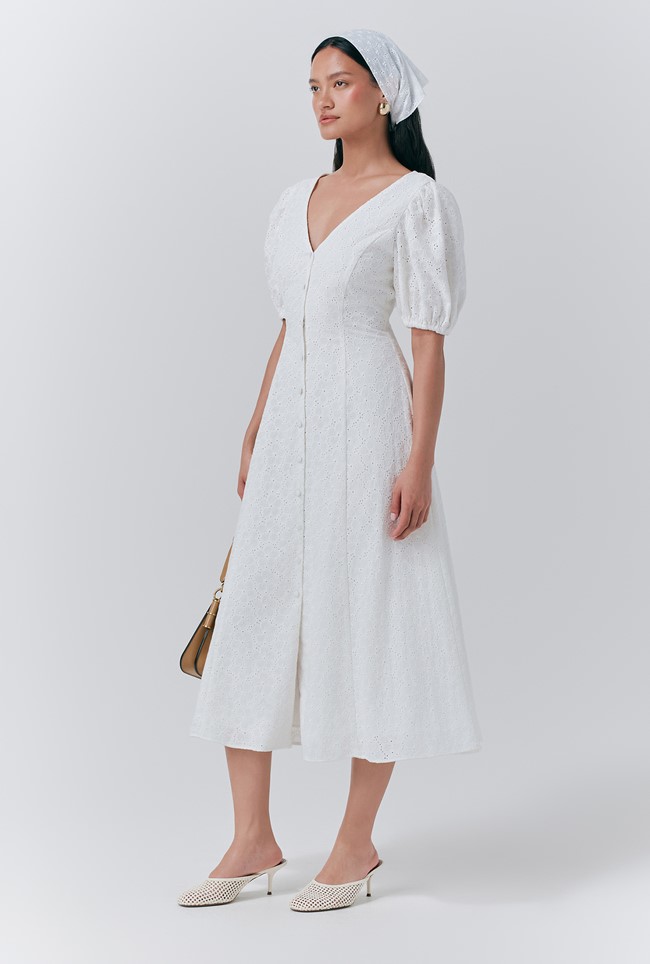 Selina Embroidered Cotton Midi Dress