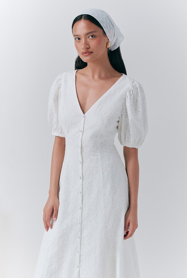 Selina Embroidered Cotton Midi Dress