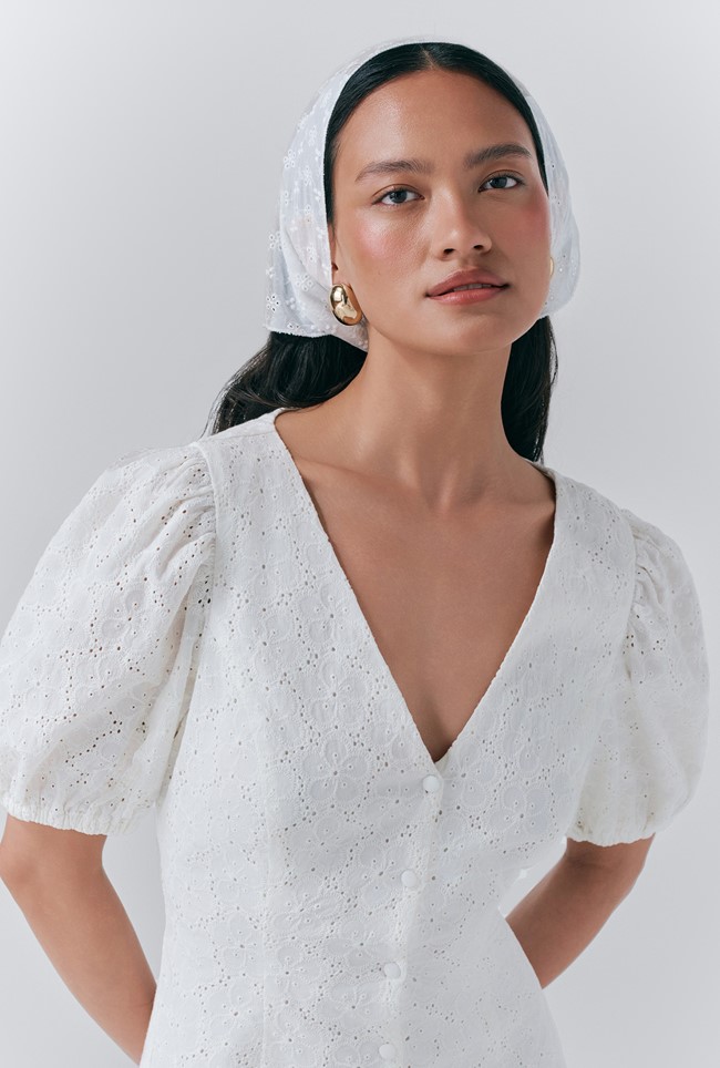 Selina Embroidered Cotton Midi Dress
