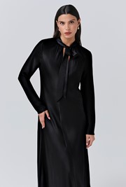 Stephanie Satin Tie Neck Midi Dress