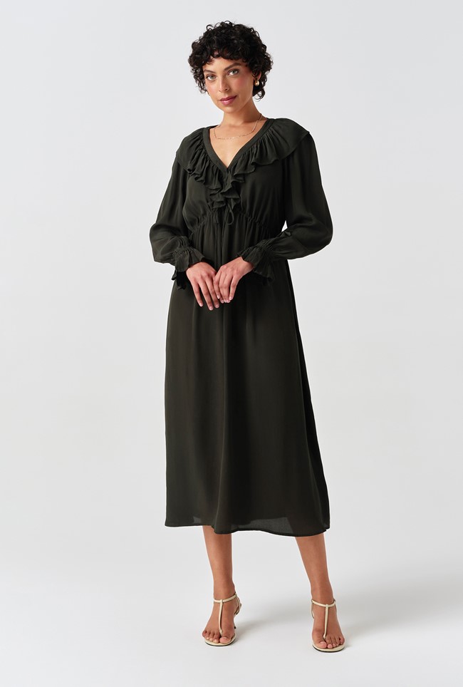 Aurora Crepe Tie Waist Midi Dress