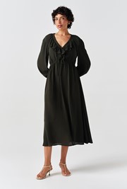 Aurora Crepe Tie Waist Midi Dress