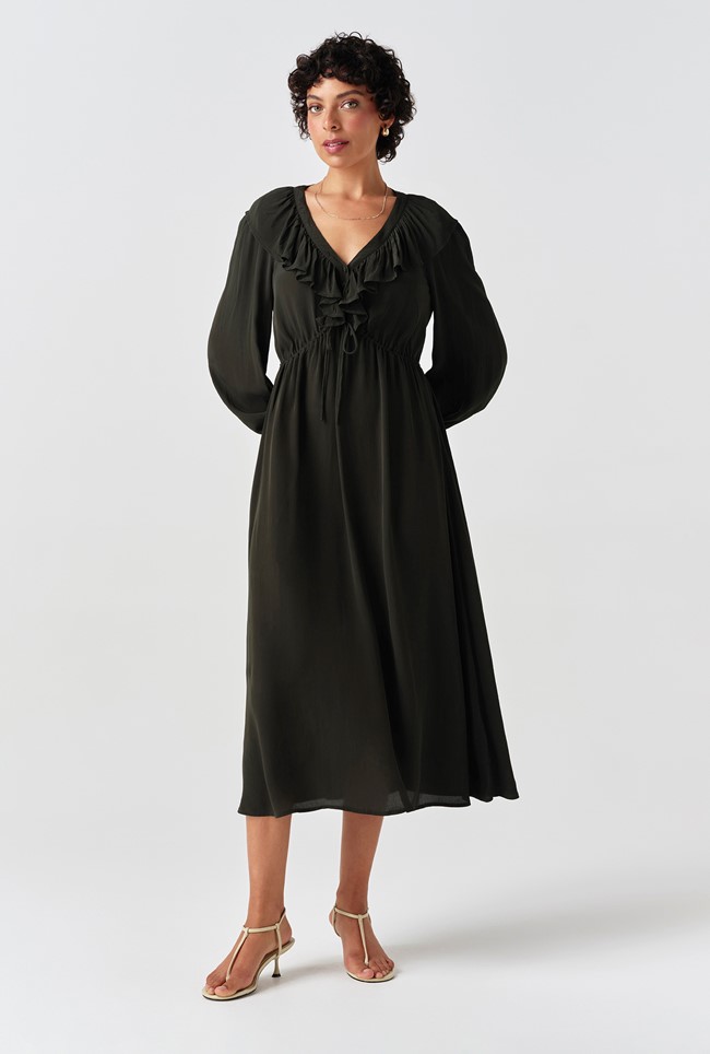 Aurora Crepe Tie Waist Midi Dress