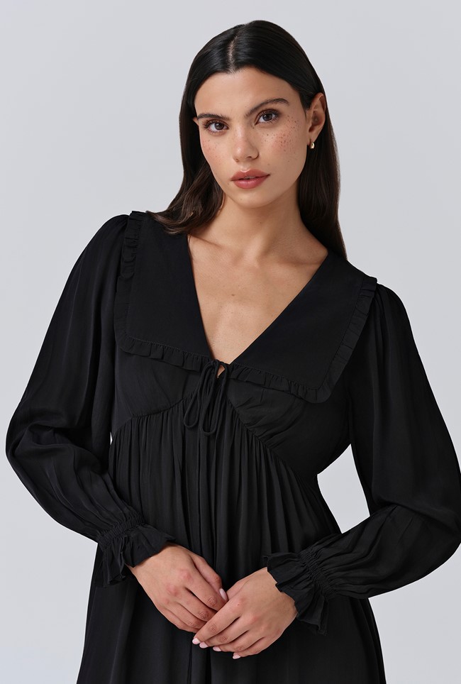 Bianca Crepe Frill Collar Short Dress