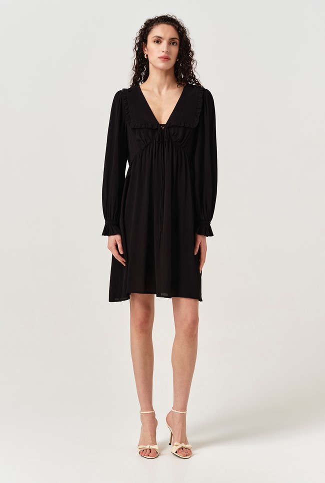 Bianca Crepe Frill Collar Short Dress