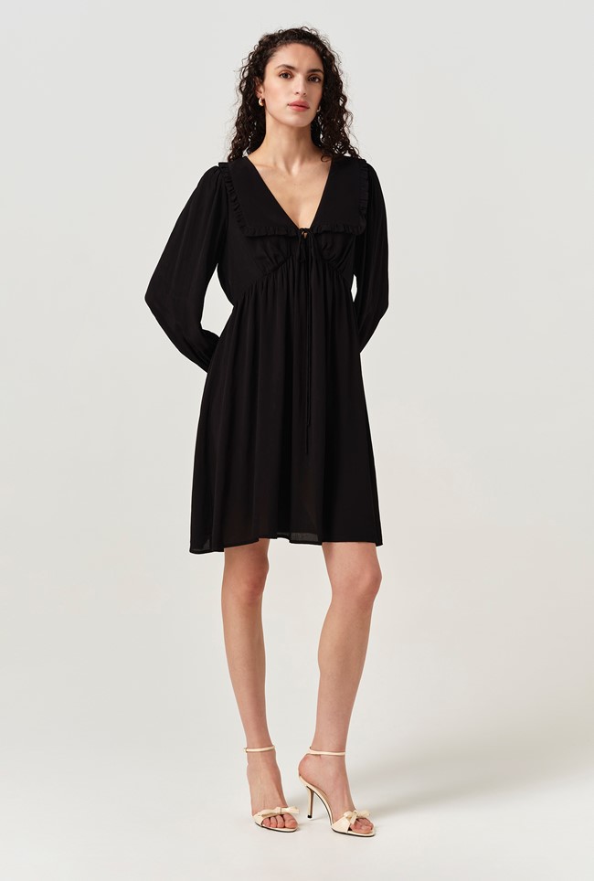 Bianca Crepe Frill Collar Short Dress