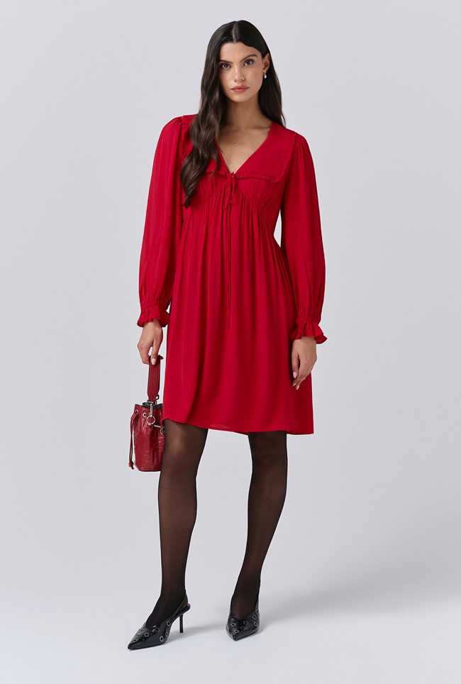 Bianca Crepe Frill Collar Short Dress
