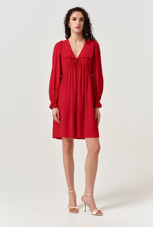 Bianca Crepe Frill Collar Short Dress