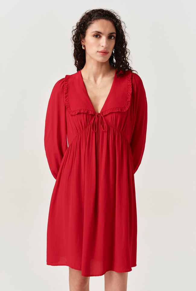 Bianca Crepe Frill Collar Short Dress