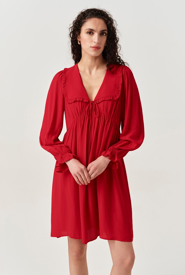 Bianca Crepe Frill Collar Short Dress