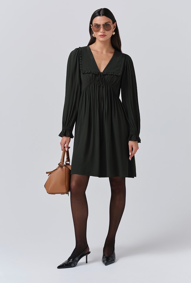 Bianca Crepe Frill Collar Short Dress