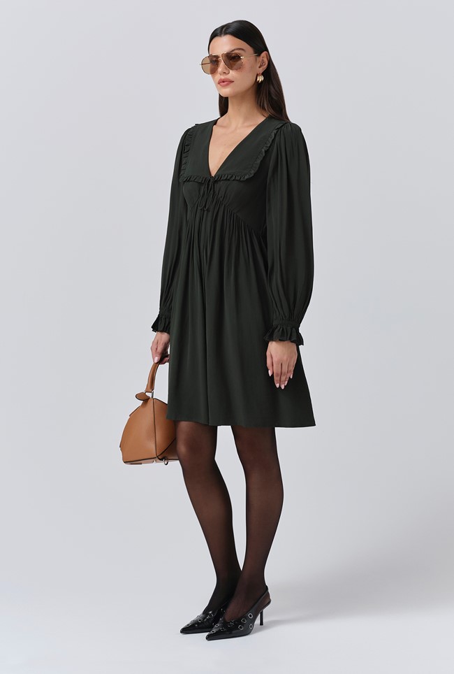 Bianca Crepe Frill Collar Short Dress