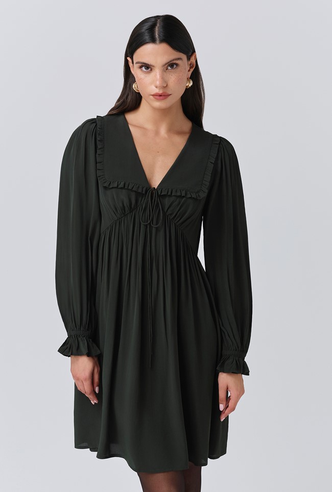 Bianca Crepe Frill Collar Short Dress