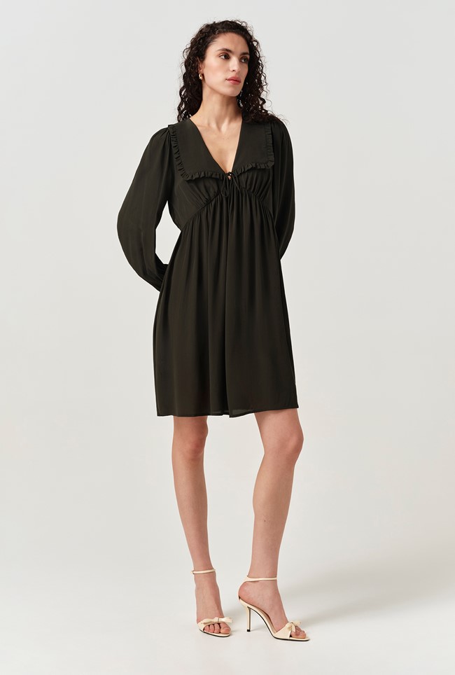 Bianca Crepe Frill Collar Short Dress