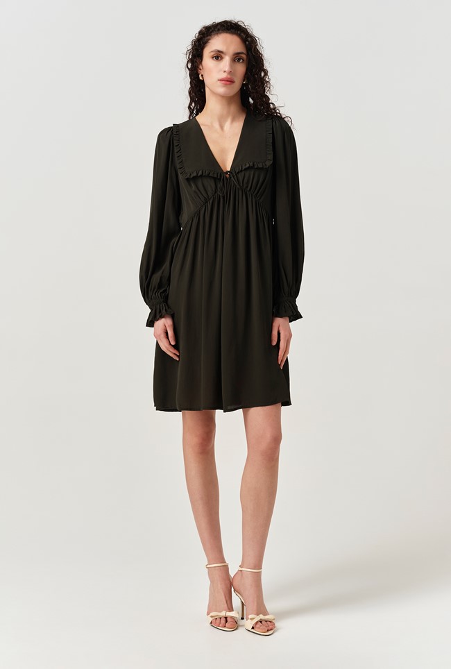 Bianca Crepe Frill Collar Short Dress