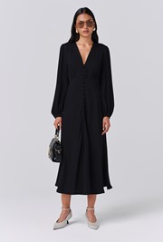 Francesca Crepe Button Through Midi Dress