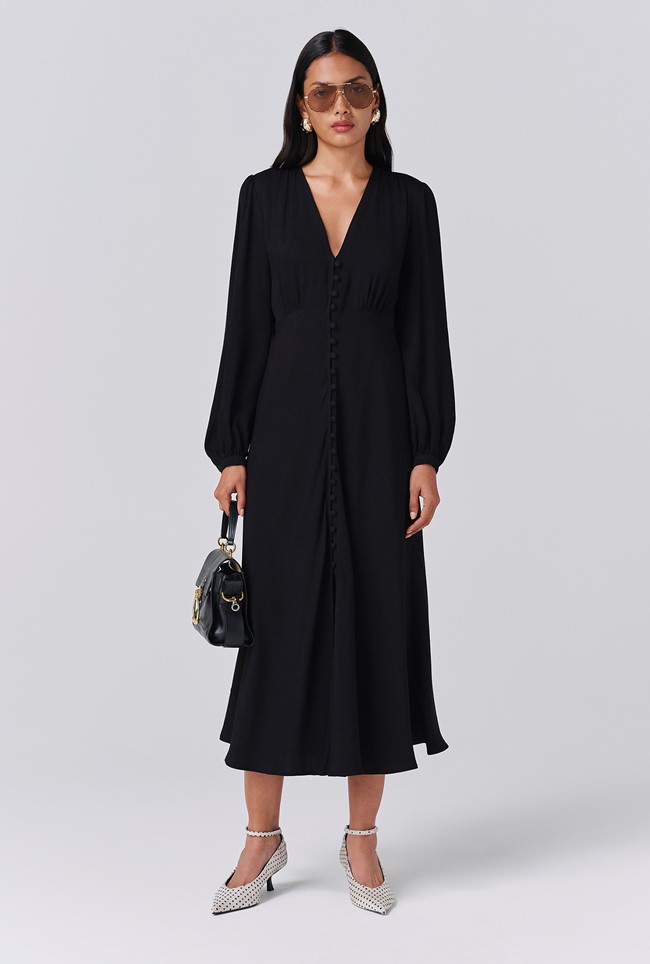Francesca Crepe Button Through Midi Dress