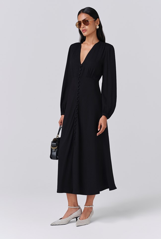Francesca Crepe Button Through Midi Dress