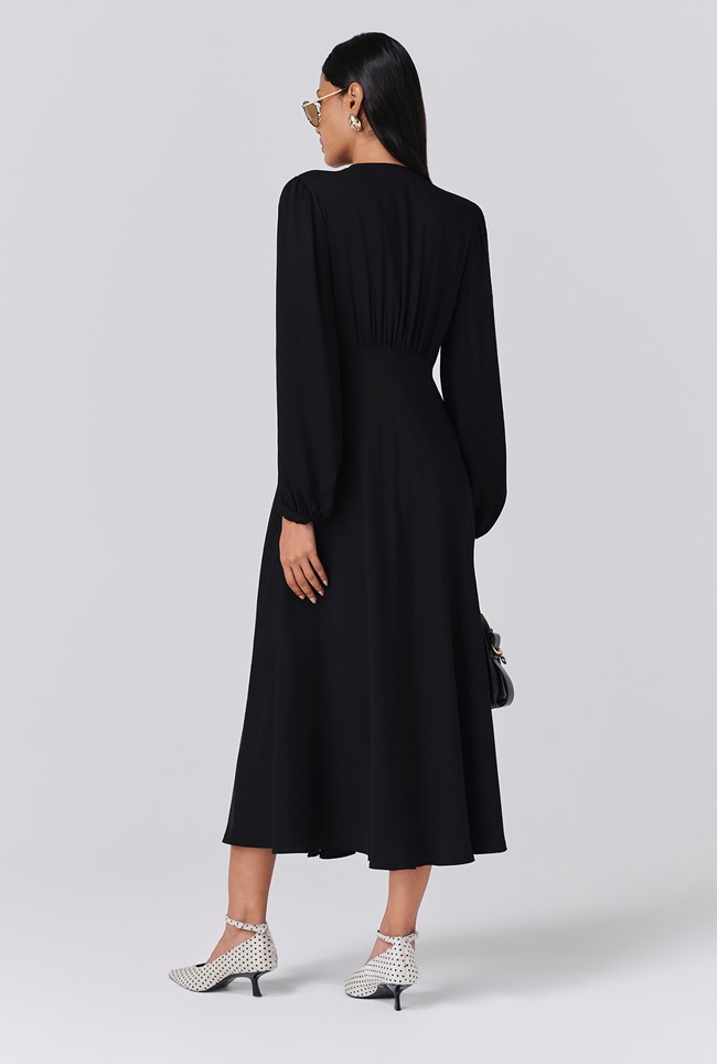 Francesca Crepe Button Through Midi Dress
