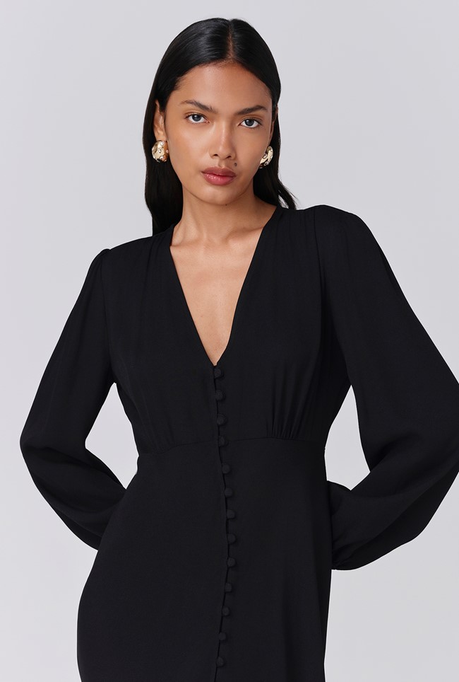 Francesca Crepe Button Through Midi Dress