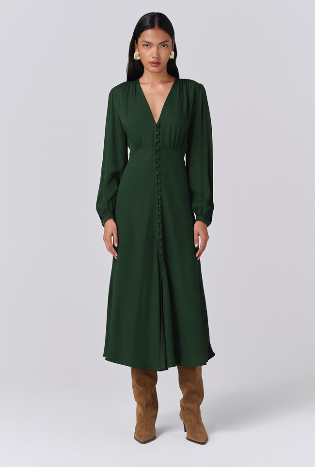 Francesca Crepe Button Through Midi Dress