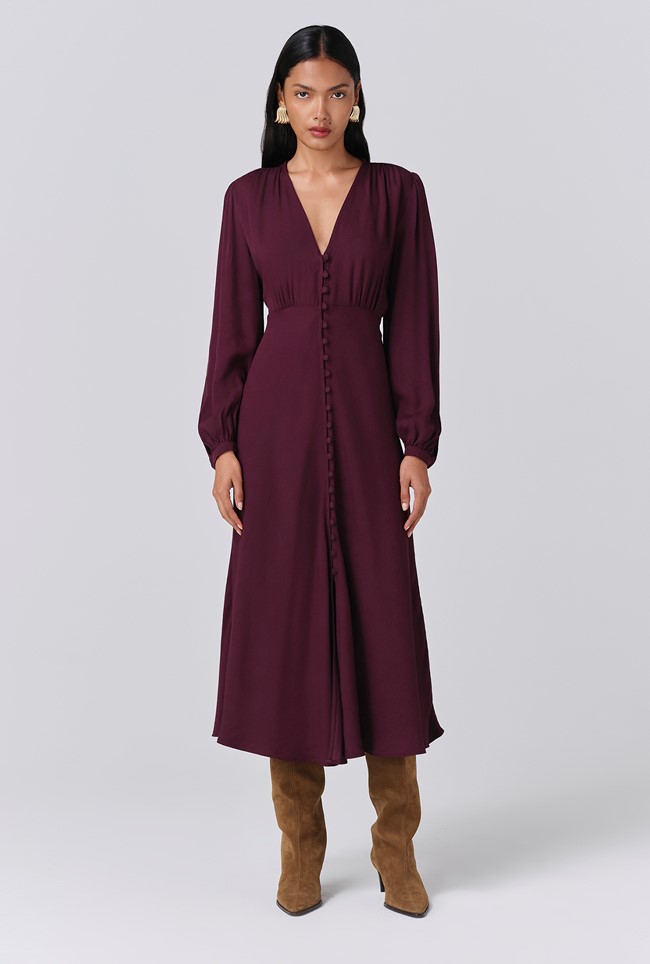 Francesca Crepe Button Through Midi Dress
