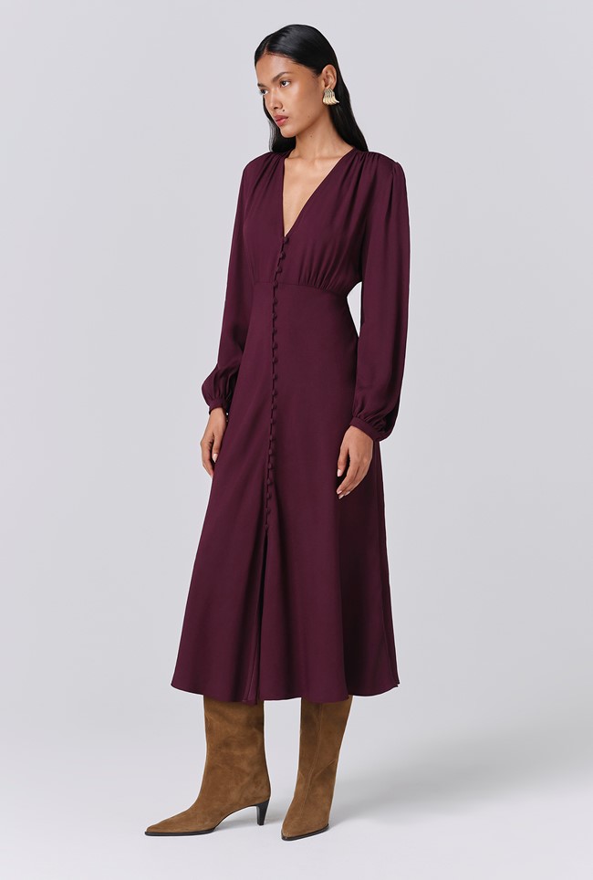 Francesca Crepe Button Through Midi Dress