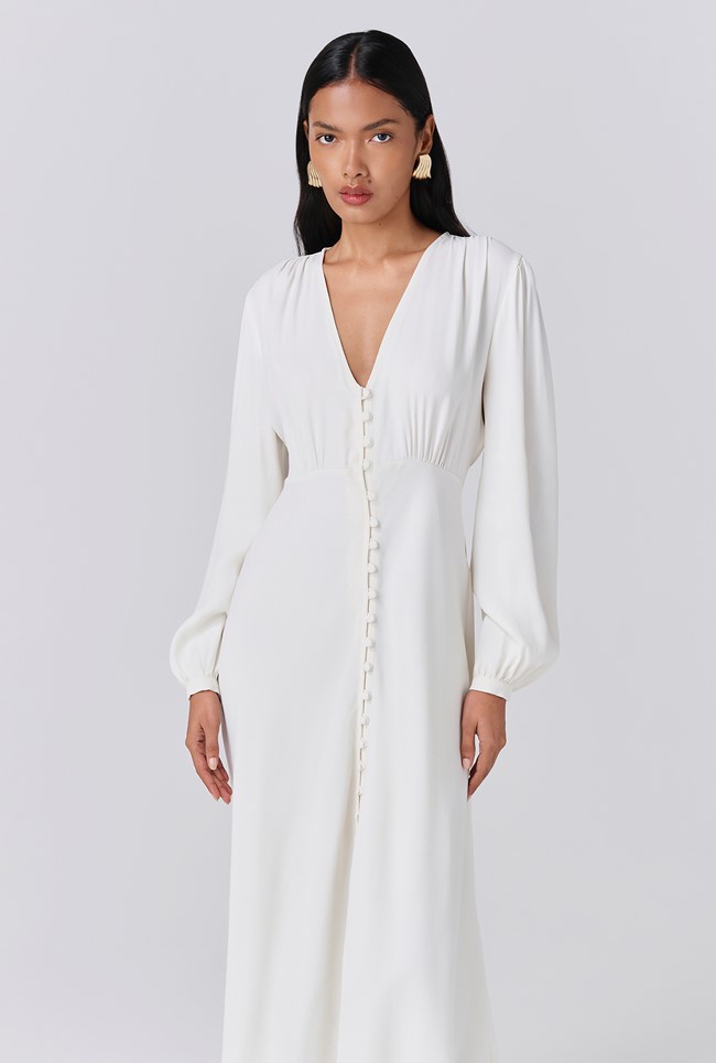 Francesca Crepe Button Through Midi Dress