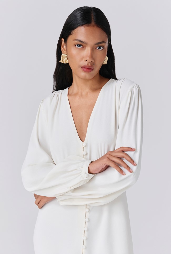 Francesca Crepe Button Through Midi Dress