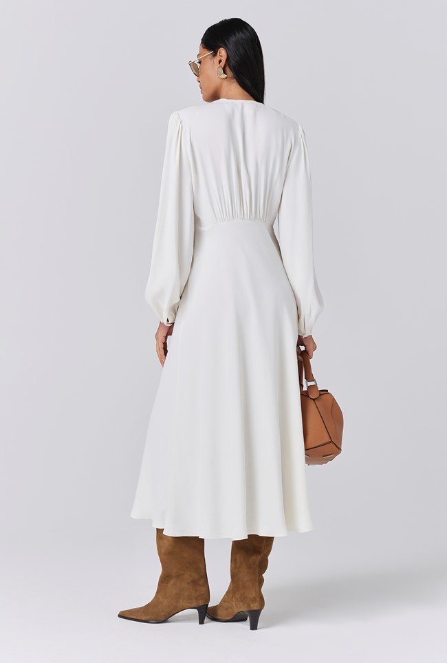 Francesca Crepe Button Through Midi Dress
