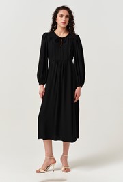 Layla Crepe Tie Neck Midi Dress