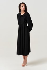Layla Crepe Tie Neck Midi Dress