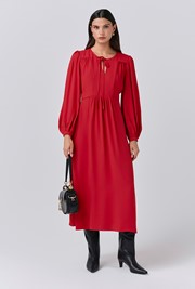 Layla Crepe Tie Neck Midi Dress