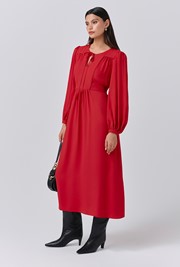 Layla Crepe Tie Neck Midi Dress
