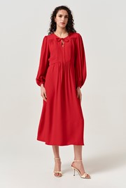 Layla Crepe Tie Neck Midi Dress