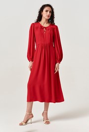 Layla Crepe Tie Neck Midi Dress