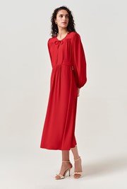 Layla Crepe Tie Neck Midi Dress