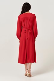 Layla Crepe Tie Neck Midi Dress