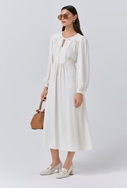Layla Crepe Tie Neck Midi Dress