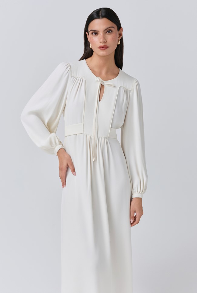 Layla Crepe Tie Neck Midi Dress