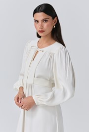 Layla Crepe Tie Neck Midi Dress