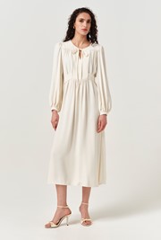 Layla Crepe Tie Neck Midi Dress