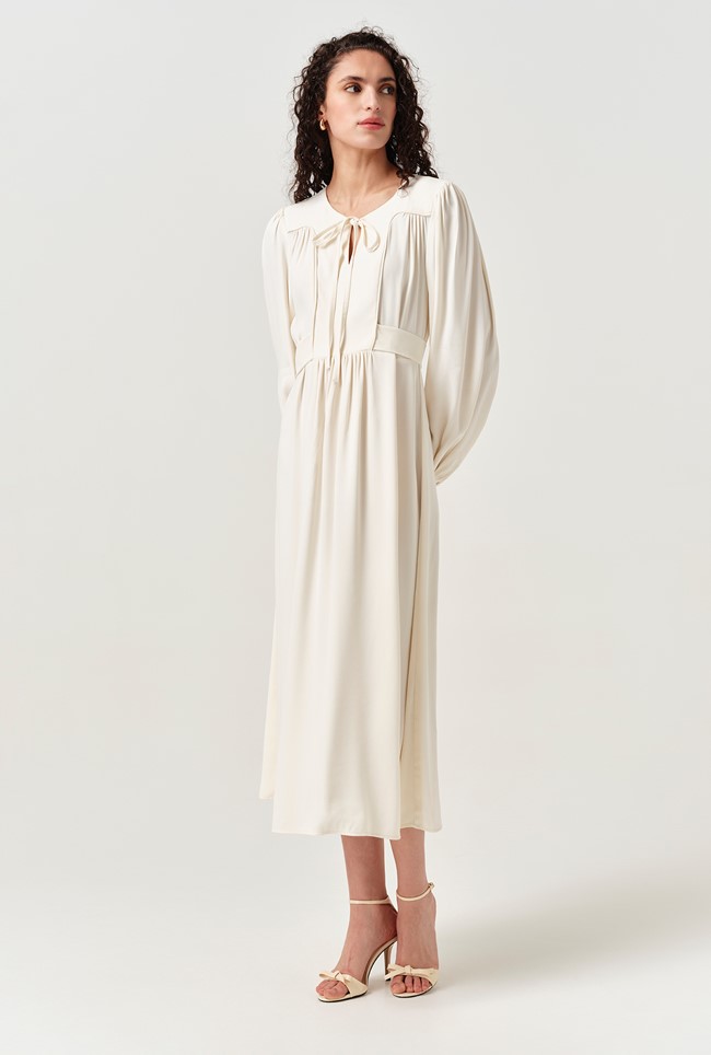 Layla Crepe Tie Neck Midi Dress