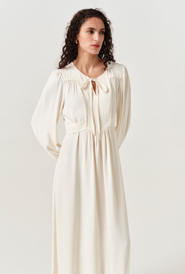 Layla Crepe Tie Neck Midi Dress