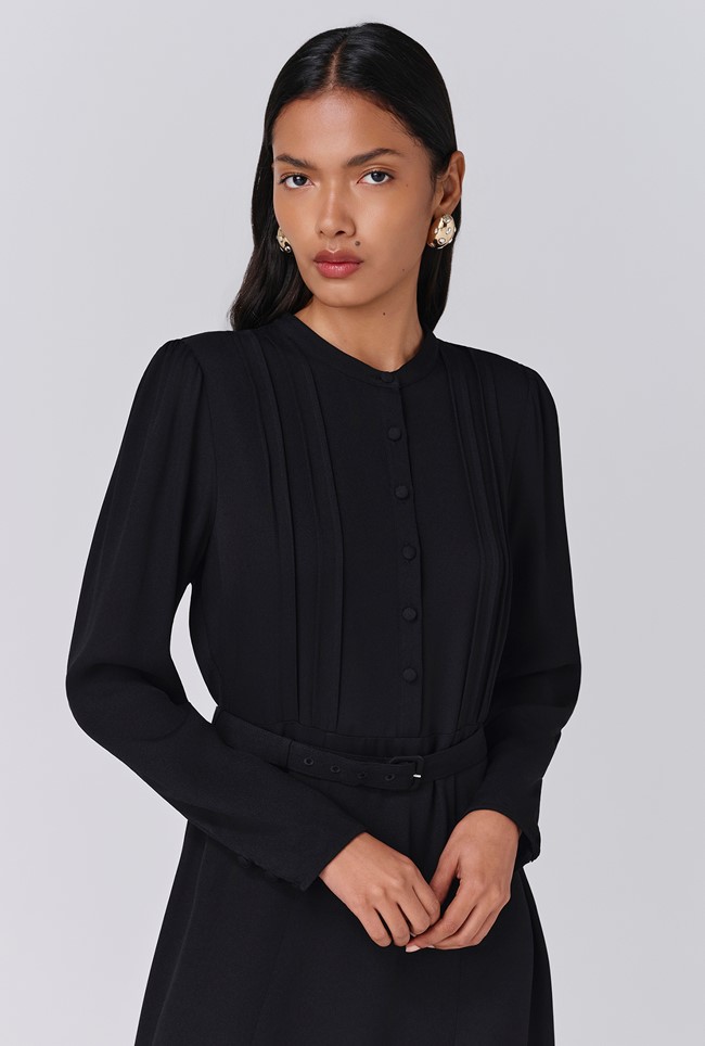 Freya Crepe Belted Midi Dress