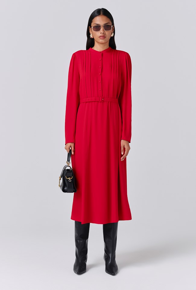 Freya Crepe Belted Midi Dress