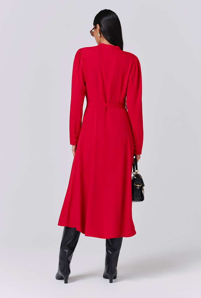 Freya Crepe Belted Midi Dress