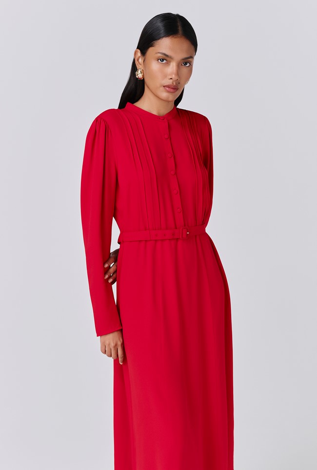Freya Crepe Belted Midi Dress