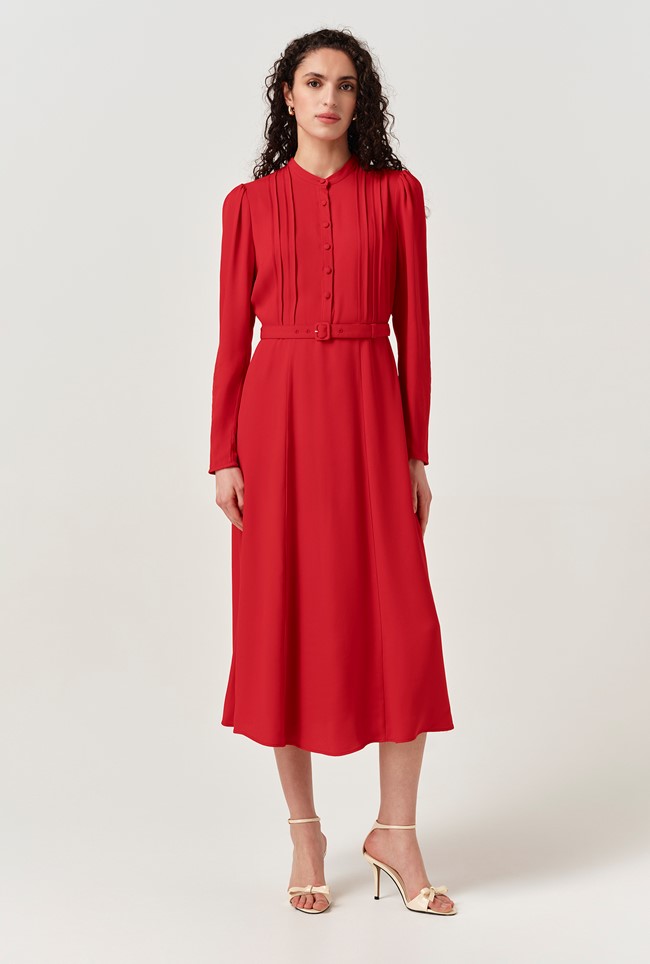 Freya Crepe Belted Midi Dress